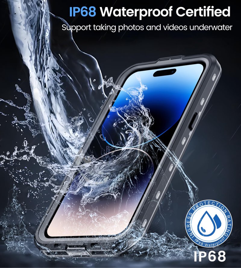 Temdan Compatible with iPhone 14 Pro Max Case Waterproof, Built-in Screen & Camera Protector IP68 Un