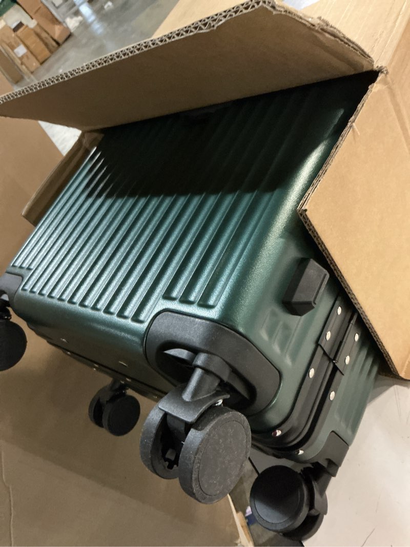 Condition photo showing Good Condition for zipperless luggage, polycarbonate aluminum hard shell, expandable carry-on suitcase with spinner wheels, hard shell suitcase, 20 inch cabin green 20 inch