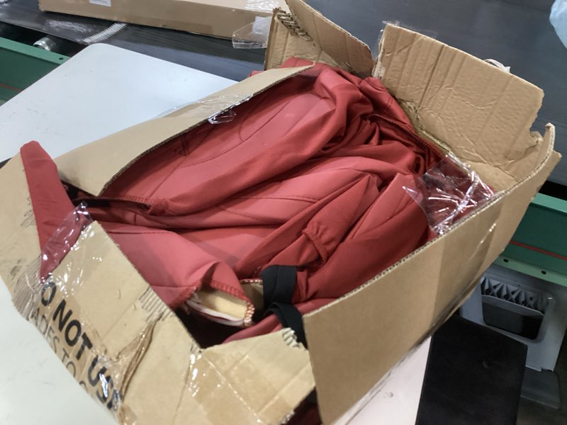 Condition photo showing As Is for Premium Leather Car Seat Covers Full Set,Universal Fit for Cars,Trucks&SUVs,Waterproof Car Seat Cushion,Full Coverage Car Seat Protector with 5 Seats,Wine Red Wine Red Front and Rear(5 seats)