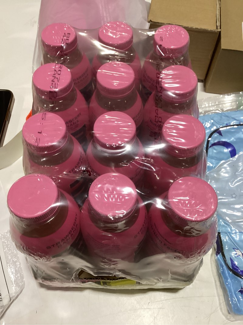 Condition photo showing New/Like New for PRIME Hydration STRAWBERRY BANANA, Sports Drinks, Electrolyte Enhanced for Replenishing Fluids, 250mg BCAAs, B Vitamins, Antioxidants, Low Sugar, 16.9 Fl Oz, 12 Pack