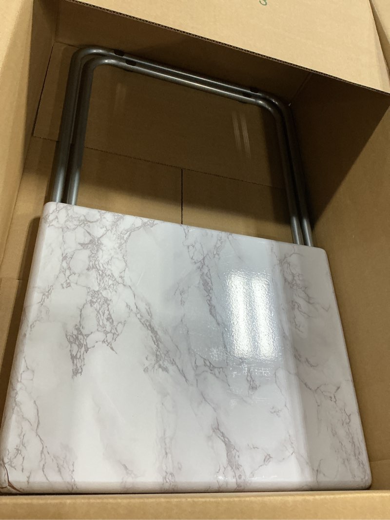 Condition photo showing Good Condition for garden 4 you tv trays, folding tray table, dinner tray table with no assembly required&sturdy, foldable snack eating trays table for living room, 15 x 18.9 x 26 in(white marble,1pc) 1pc white marble