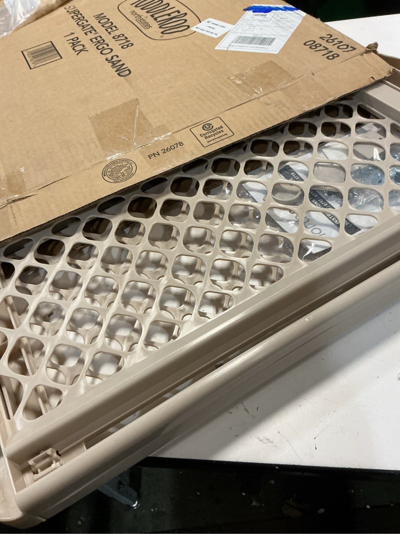 Condition photo showing Good Condition for toddleroo by north states - supergate ergo baby gate: plastic baby gate for stairs & doorways - adjustable indoor safety gate - made in usa - 26 to 42 inches wide - 26 inches tall - sand