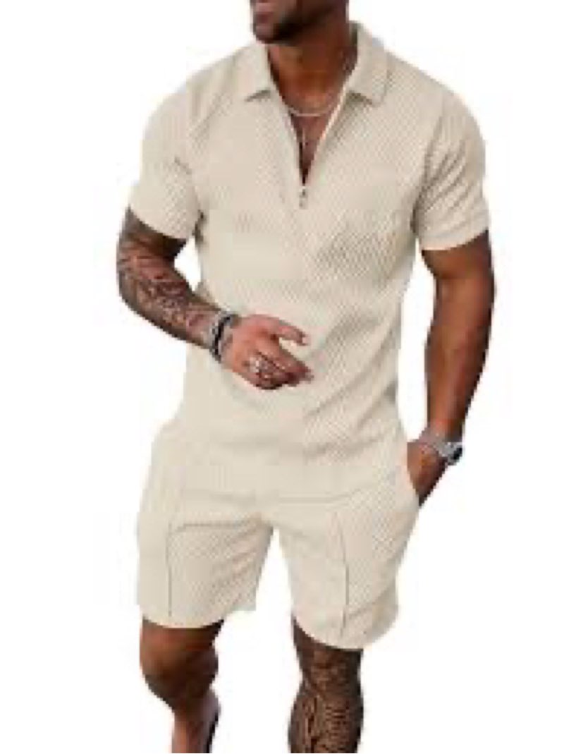 SIMILAR TO STOCK PHOTO COLOR DARK BLUE UOUA Mens Track Suits 2 Piece Sets Short Sleeve Sweatsuit Outfits Casual Quarter Zip Golf Polo Shirt