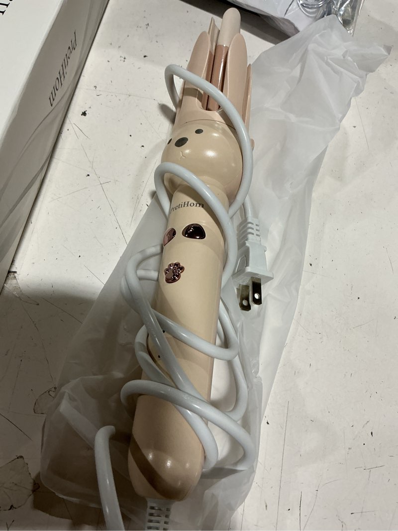 Condition photo showing New/Like New for pretihom automatic rotating curling iron - 1.1 inch (28mm) curling wand for beach waves, anti-scald, anti-tangle, ceramic coating, dual voltage, hair curler for women, all hair types