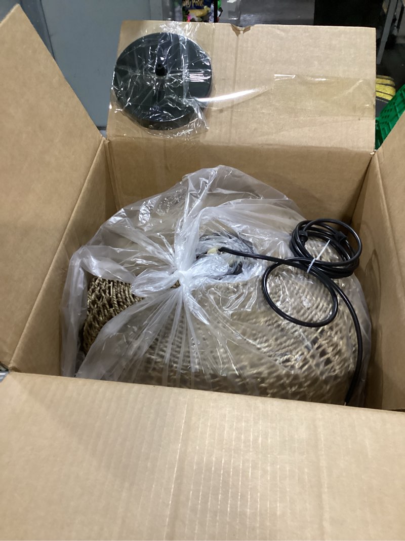 Condition photo showing Good Condition for Arturesthome 1 Light Handwoven Boho Pendant Light, Rattan Wicker Hanging Ceiling Lighting Weave Chandelier Lamp Shade for Kitchen Island Restaurant Craft Room 15.7" * 11"