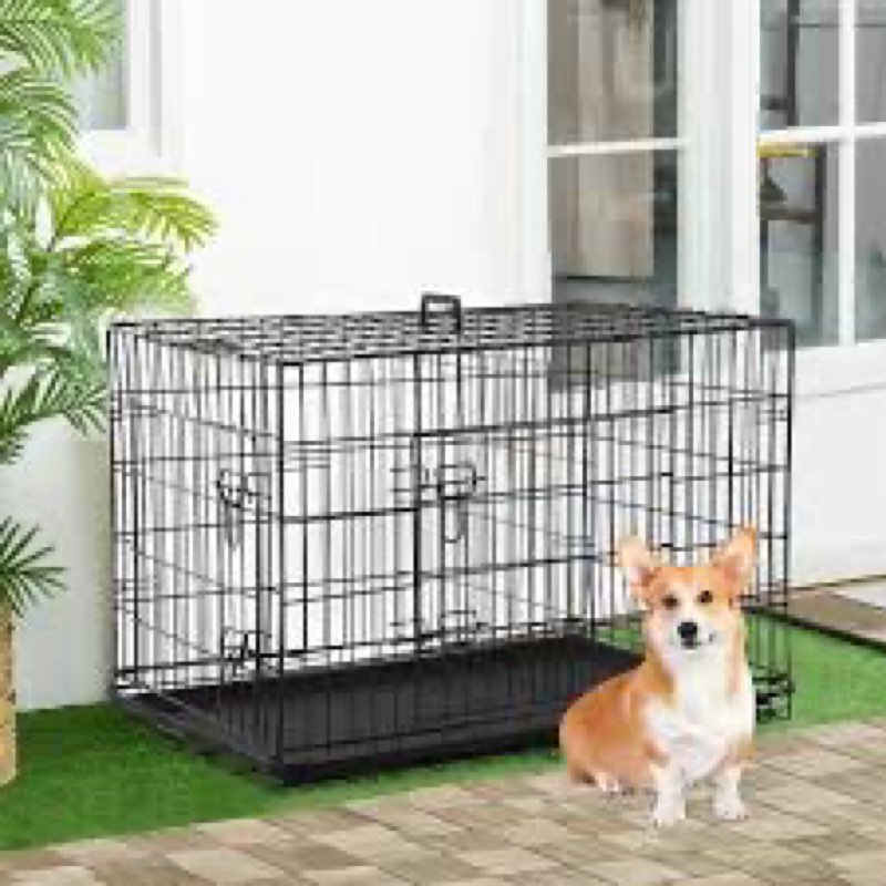 48"/42"/36"/30"/24" pet kennel cat dog folding crate wire metal cage w/divider