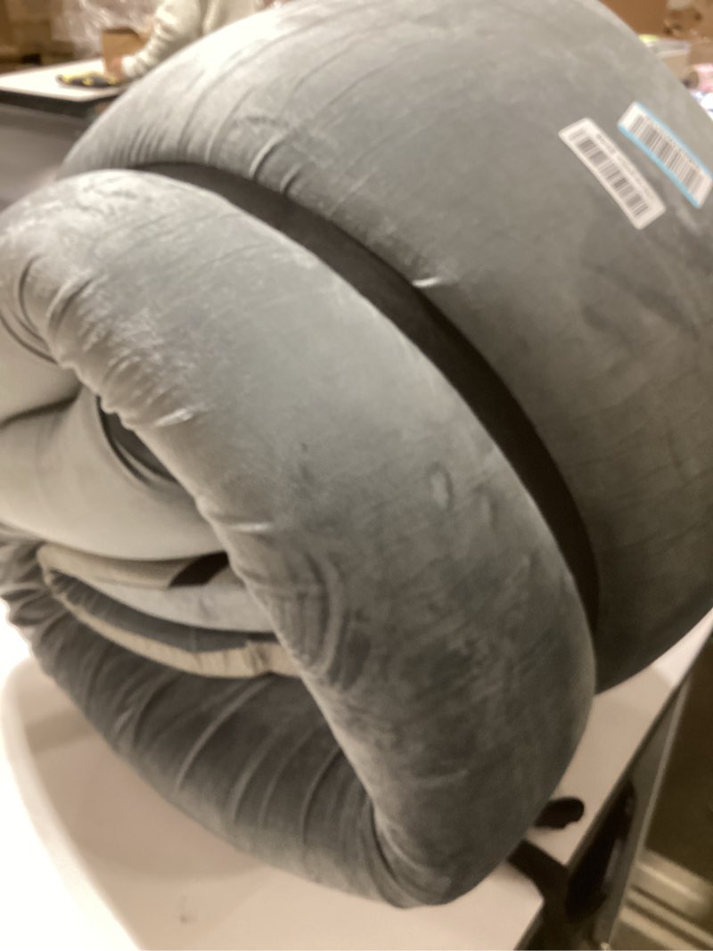 Condition photo showing As Is for Memory Foam Mattress Topper, Mattress Topper with Removable Soft Cover, Bed Topper for Dorm, Travel, Guest Mat, Non-Slip Design & Pressure Relief Back Pain, Grey Grey Cover) 