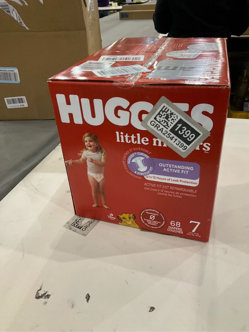 Condition photo showing New/Like New for Huggies Size 7 Diapers, Little Movers Baby Diapers, Size 7 (41+ lbs), 68 Count, Packaging May Vary Size 7 68