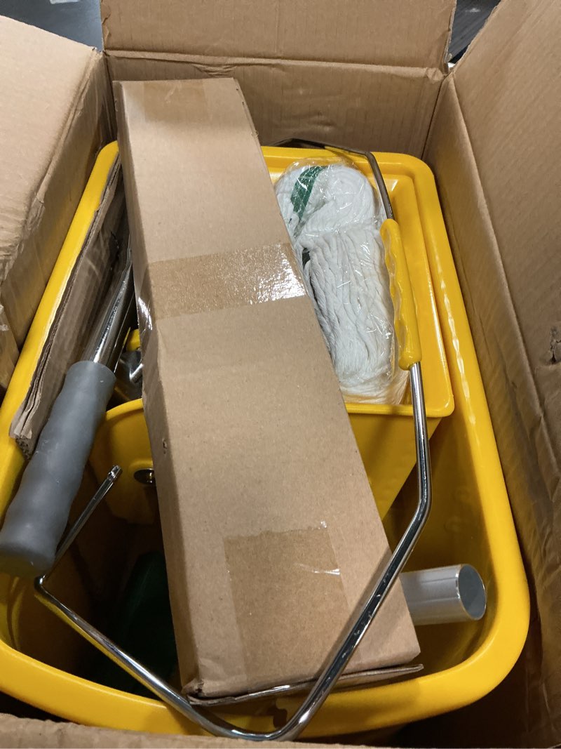 Condition photo showing Good Condition for 22 Qt (5.5 Gallon) Mop Bucket with Wringer for Floor Cleaning, Handle, Wheels, 16.5" L x 10.6" W x 26.4" H, Yellow,Add One Loop-end String Mop