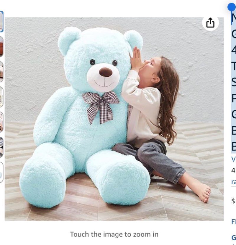 MorisMos Bow Tie Giant Teddy Bear 4 Feet, 47inch Big Teddy Bear Stuffed Animal Plush for Girlfriend, Boyfriend, Light Blue