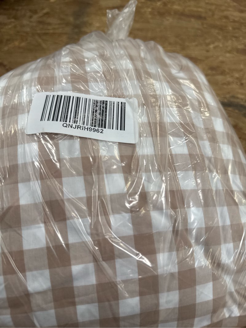 Condition photo showing Good Condition for classic organic percale gingham duvet cover set, king/cal king, cafe