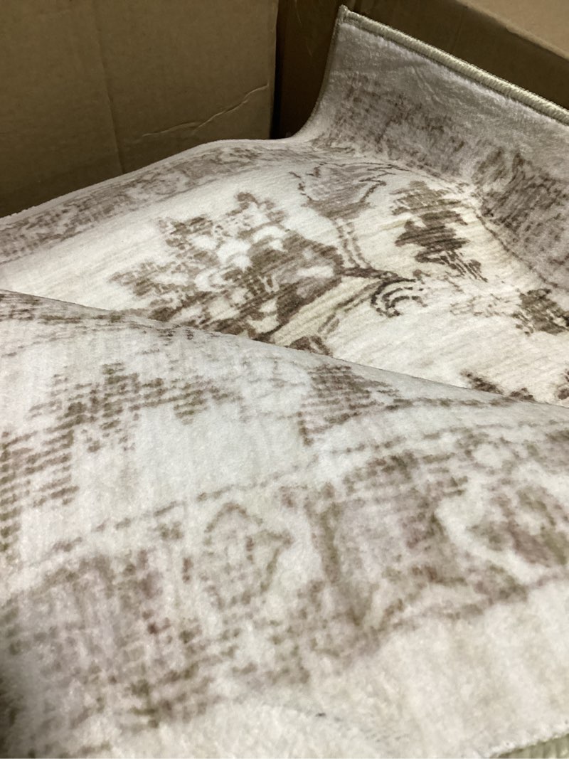 Condition photo showing Good Condition for 8x10 area rugs for living room, machine washable rugs, vintage non slip rug, faded style carpet stain resistant, low pile boho retro large rugs for bedroom dining room indoor home office-beige 8'x10' beige 8' x 10' (rectangular)