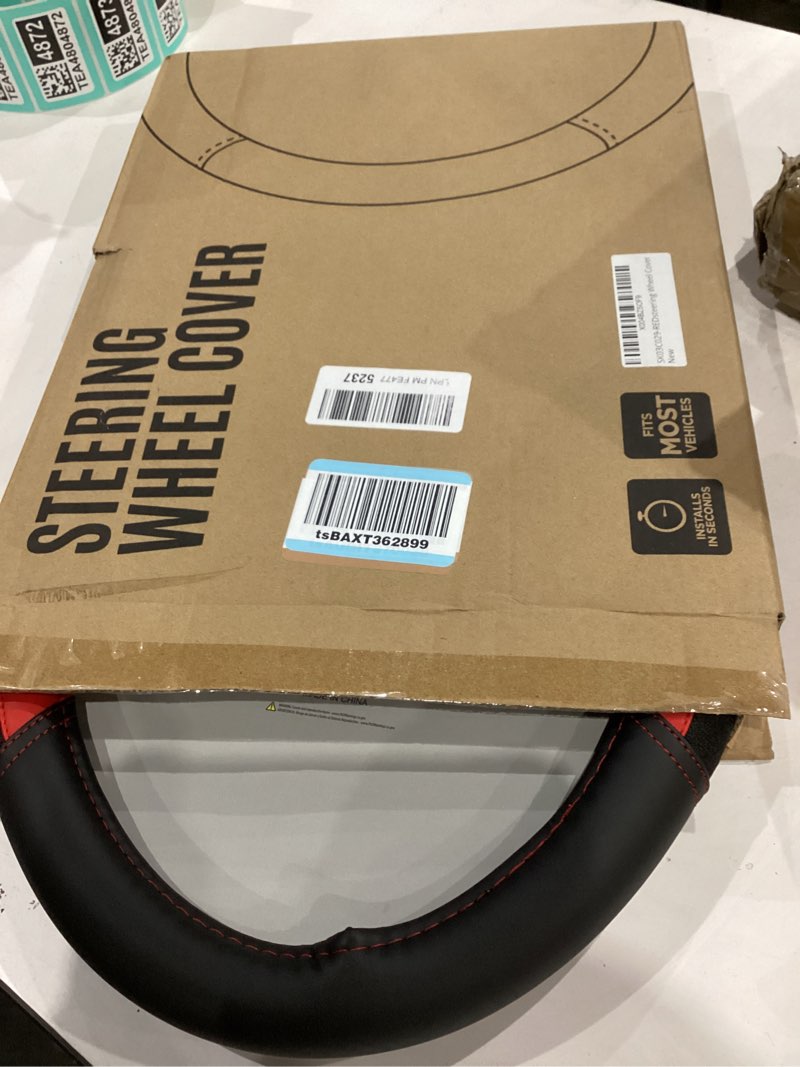 Condition photo showing Good Condition for Skechers Air-Cooled Steering Wheel Cover,Leather Car Steering Wheel Cover Universal Fit 14" 1/2-15" Car Wheel Protector for Men Women Fit Suvs,Vans,Sedans,Car,Trucks,Brown