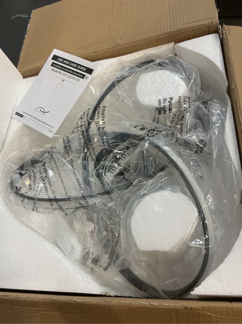 Condition photo showing Good Condition for LED Chandelier Modern Pendant Light Contemporary Chandelier Ring Light Fixture Black with 3000K-6000K Dimmable Remote Control and 79in Height Adjustable for Dining Room Bedroom Living Room