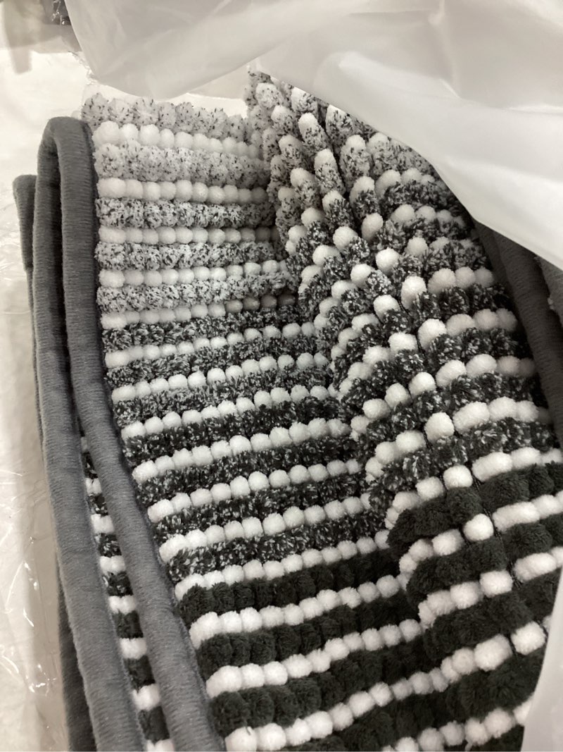 Condition photo showing Good Condition for bsicpro bathroom rugs and mats sets, 2 piece thick absorbent chenille bath mat rug set non slip, soft shaggy bath room floor mats for bathroom, machine washable (gray, 20" x 60" plus 20" x 32") 20" x 60" plus 20" x 32" grey