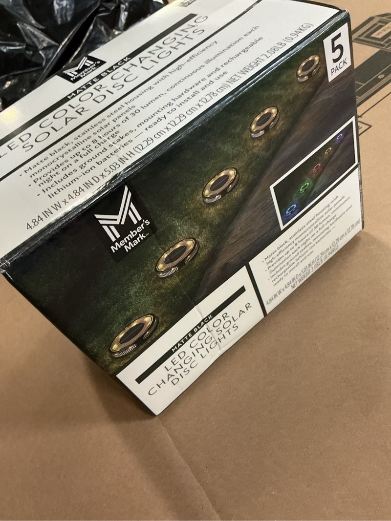 Condition photo showing Good Condition for member's mark solar disc lights, 5-pack