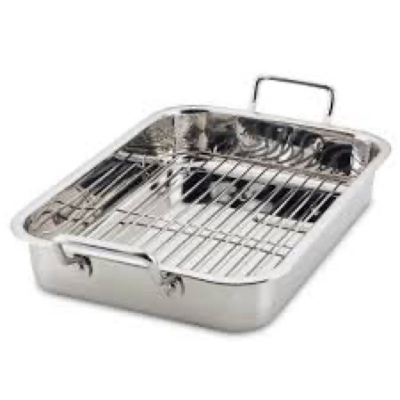 Farberware Classic Series 17x12.25 Inch Stainless Steel Roaster with Rack, Dishwasher Safe and Oven Safe to 500°F, Stainless Steel