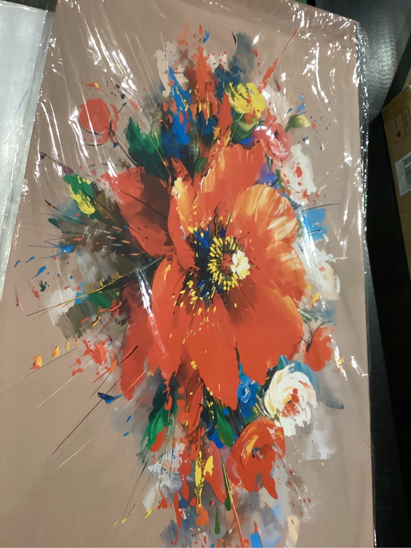 Red flower large canvas oil painting, 29x58