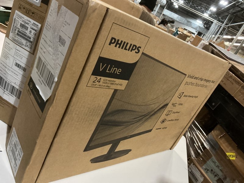 Condition photo showing As Is for Philips New 24 inch Frameless Full HD (1920 x 1080) 100Hz Monitor, VESA, HDMI x1, VGA Port x1, Eye Care, 4 Year Advance Replacement Warranty, 241V8LB, Black 24" FHD VA Panel 100Hz