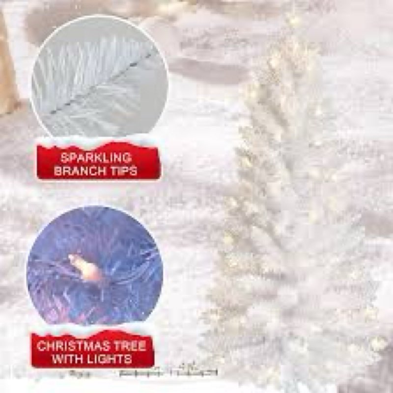 ZGCYSMHT 4FT White Artificial Christmas Tree with 450 Branch Tips, Easy to Assemble, Foldable Base f