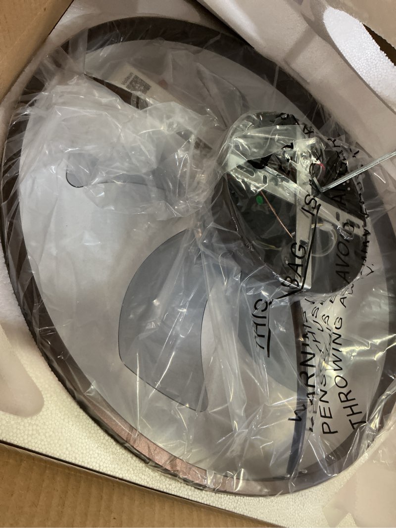 Condition photo showing Good Condition for volisun low profile ceiling fans with lights and remote, 19.7in fandelier ceiling fan with light, 3000k-6500k dimmable bladeless led fan light, brown flush mount ceiling fans with lights for bedroom brown 19.7 inch