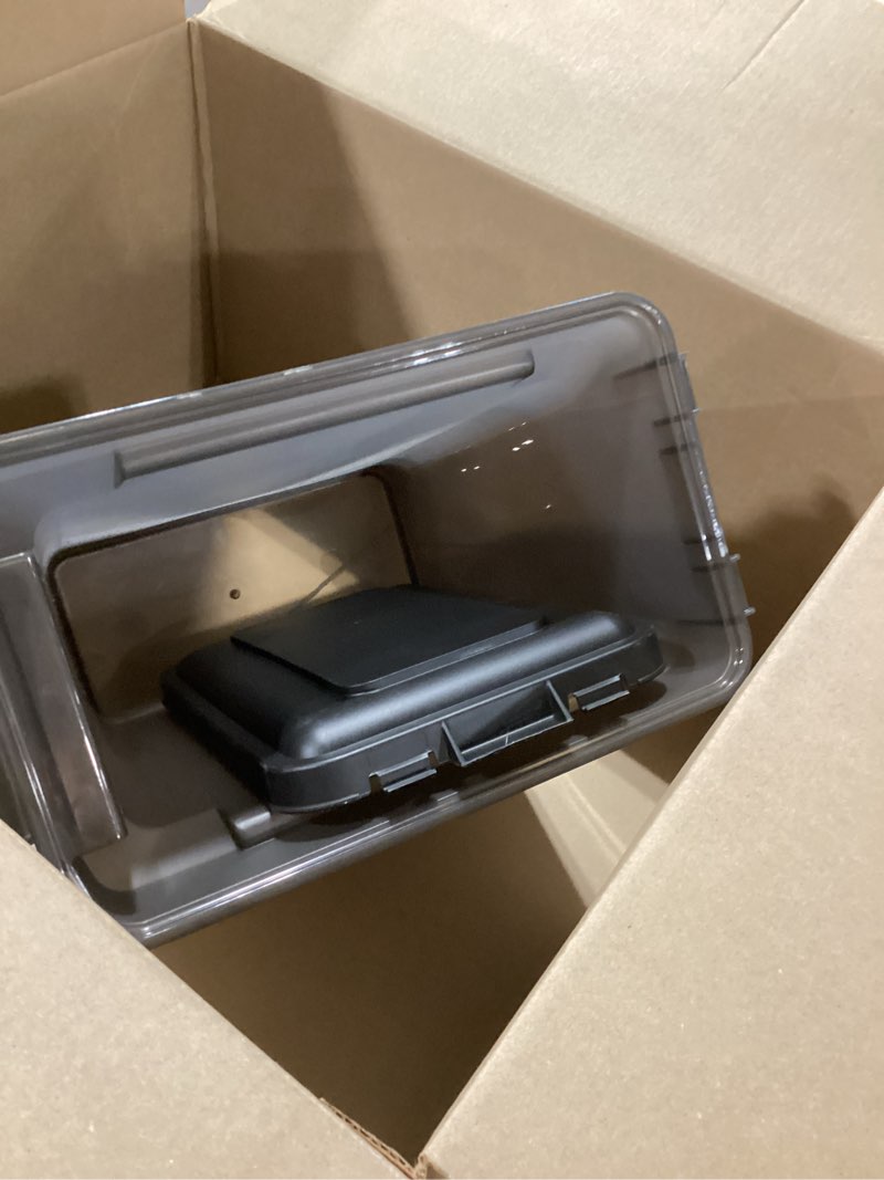 Condition photo showing Good Condition for iris usa dog food storage container, airtight lid, up to 13 pounds pet food storage, versatile pet food bin, treats, bpa free, smoke 13 lbs smoke