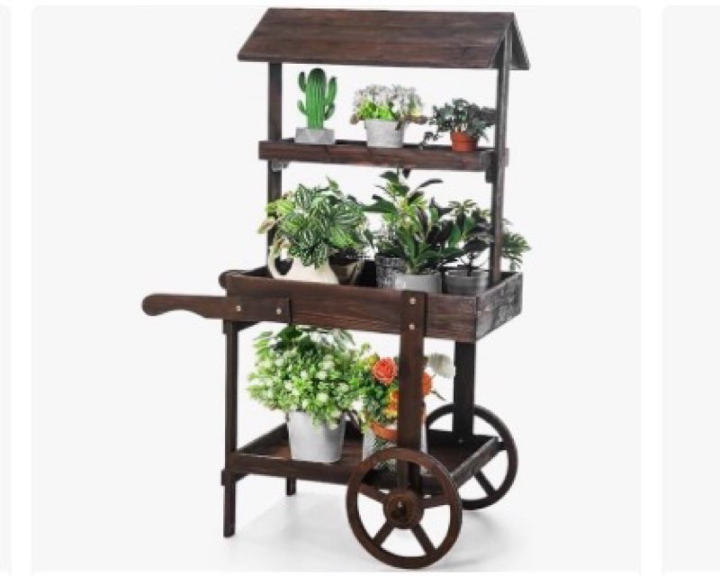 hanaive flower cart display stand with wheels for bridal shower baby shower party large country market vintage wooden 3 tier rolling table cart for display flower candy party favors and crafted items white