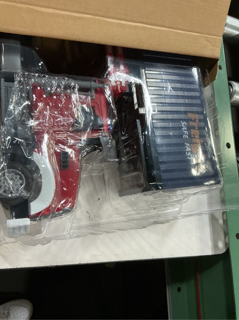 Condition photo showing Good Condition for RC Semi Truck with Trailer - 22.5 Inch Semi Truck Toy for Kids, Carrier Van Transport Vehicle with 2 Rechargeable Batteries, 1:24 Container Trucks with LED Lights & Music, Great Gift For Boys Girls