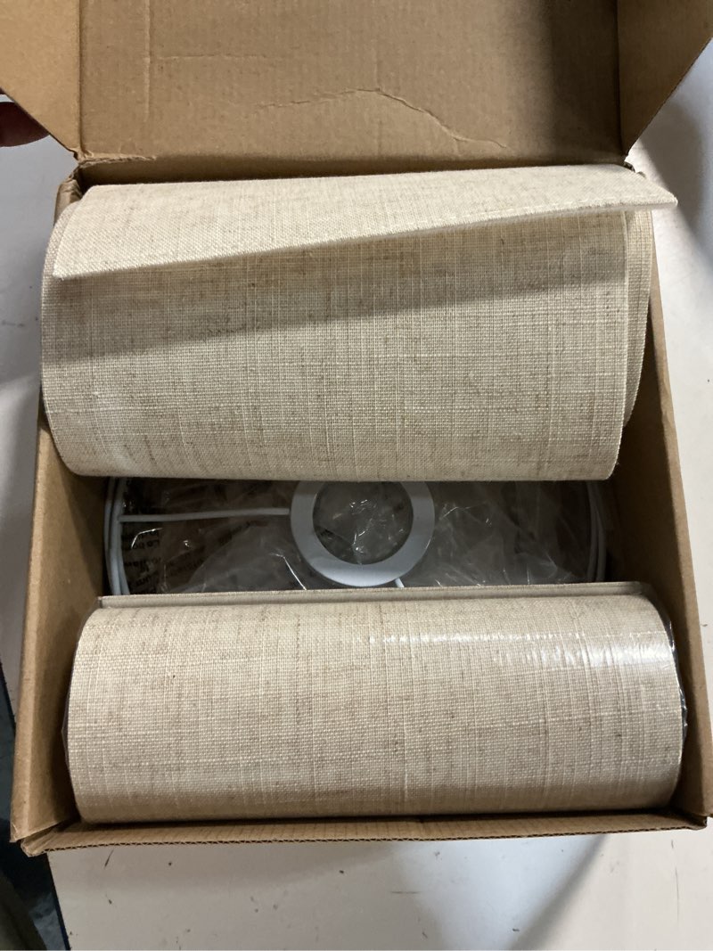 Condition photo showing Good Condition for small lamp shades set of 2, beige drum lampshades 8.7''top x 8.7'' bottom x 7.9'' high, replacement lamp shades natural linen for table lamps floor lamps chandelier lamps, easy assembly required