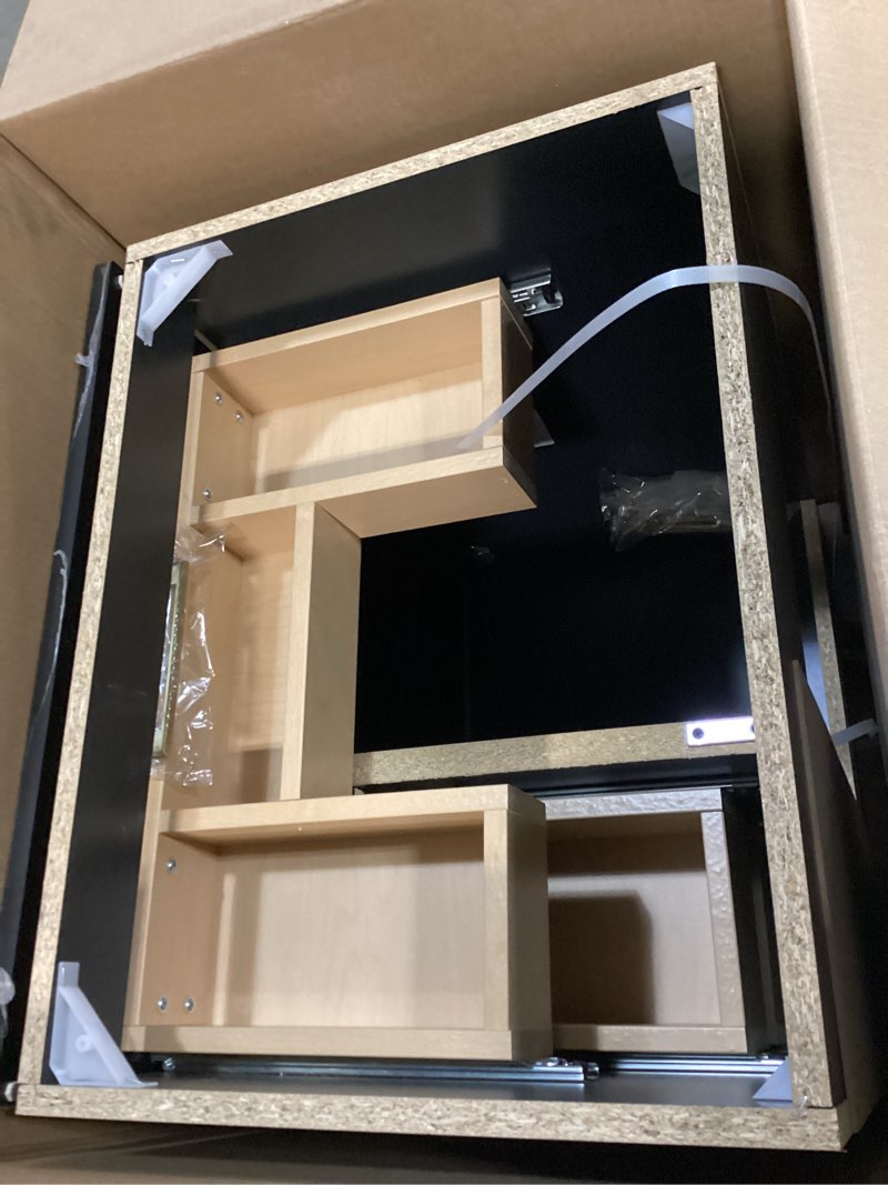 Condition photo showing As Is for style selections cauley 24-in black single sink bathroom vanity with white cultured marble top