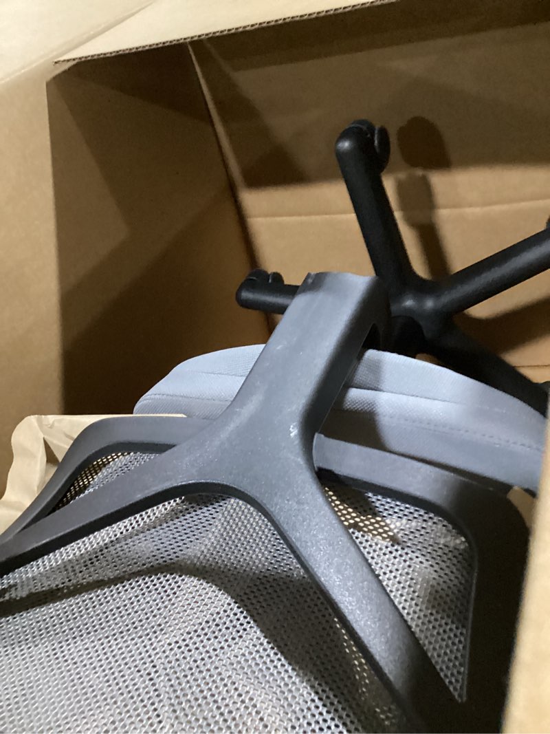 Condition photo showing As Is for dumos small office chairs with wheels, ergonomic adjustable home desk swivel rolling task chair no arms, comfy mesh mid back computer work vanity desk chairs for small spaces, new grey new grey 1pc