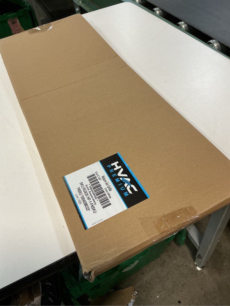 Condition photo showing New/Like New for 8" x 26" return air grille - sidewall and ceiling - hvac vent duct cover diffuser - [white] [outer dimensions: 9.75w x 27.75" h] 8 x 26