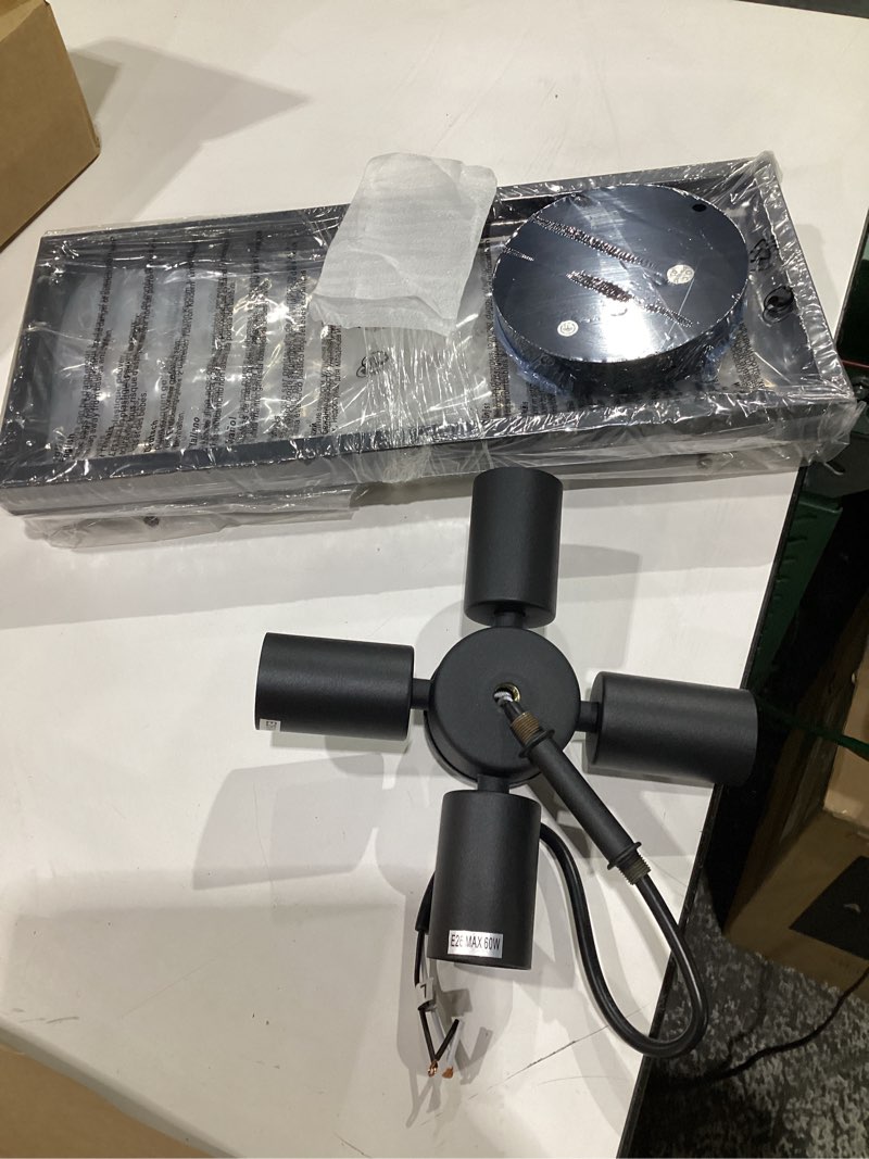 Condition photo showing Good Condition for ZGLAOJT 4-Lights Close to Ceiling Light?Black Light Fixture Industrial Flush Mount Ceiling Light ?Farmhouse Chandelier Lighting for Kitchen Island Dining Room Bedroom Foyer Hallway Black 4-Light Farmhouse