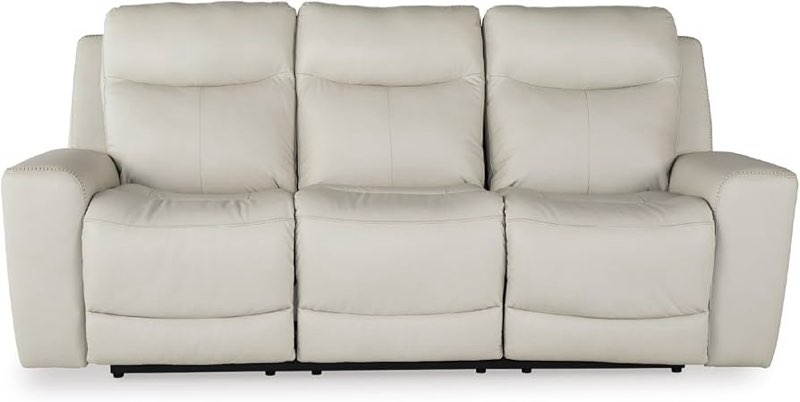 Signature Design by Ashley Mindanao Modern Leather Match Power Reclining Sofa with Adjustable Headre