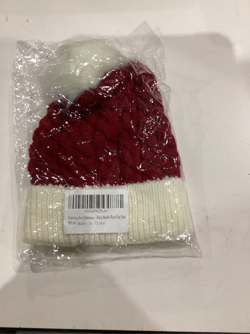 Condition photo showing New/Like New for Yinxiang Jie Christmas Knitted Hat for Baby,Santa Hat for Kid Toddler Baby,Soft Warm Baby Beanie Knit Hat Red