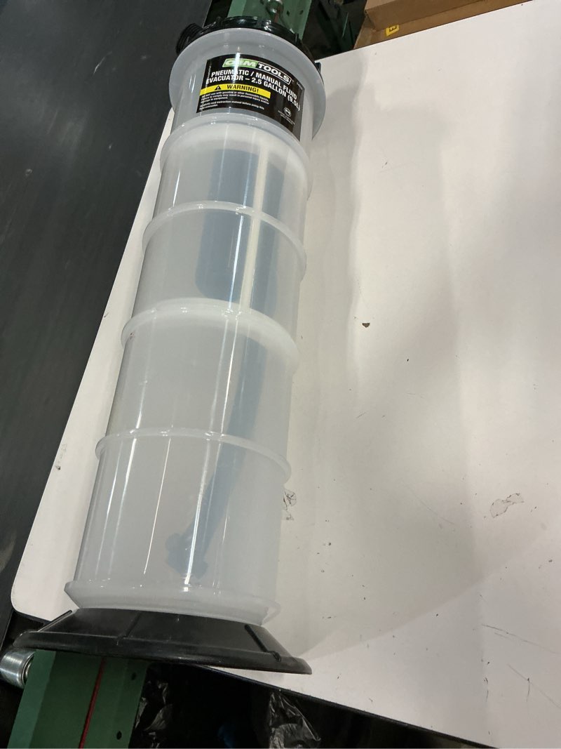 Condition photo showing Good Condition for (Incomplete, missing pieces) OEMTOOLS 24938 Pneumatic/Manual Fluid Extractor 2.5 Gallon (9.5L)  Oil Extractor  Oil Change Pump  Automotive Oil Extractor Pump  Oil Pump Extractor
