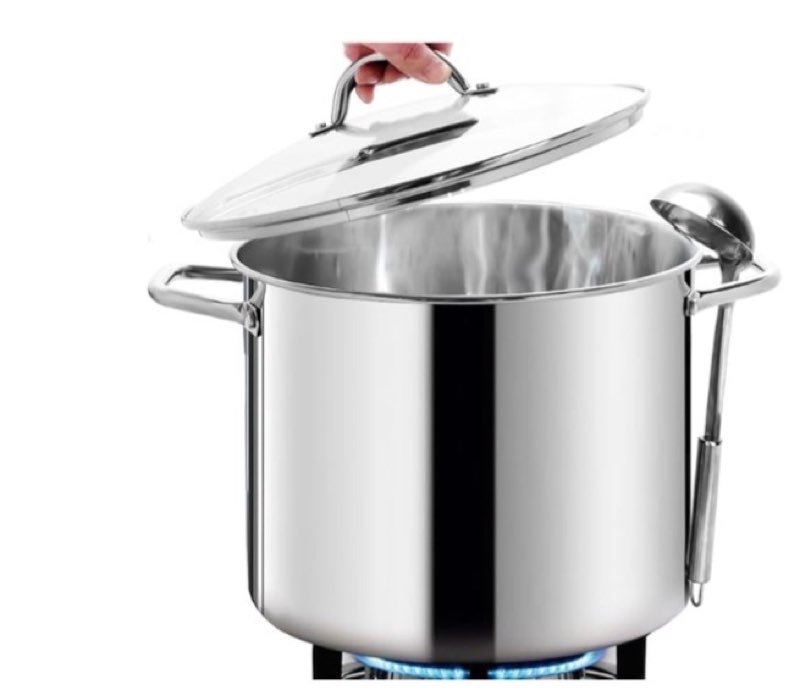  homichef 15l nickel free stainless steel stock pot with lid - mirror polish healthy cooking pot (29cm) - non toxic heavy duty induction stockpot