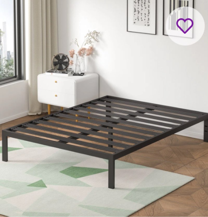 Witherington 14'' Heavy Duty Bed Frame, Noise Free, Strengthen Frame & Slats( Q)