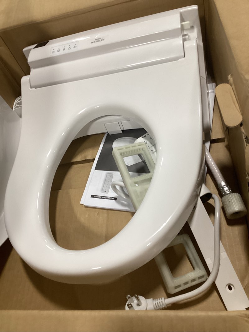 Condition photo showing As Is for TOTO® WASHLET® C5 Electronic Bidet Toilet Seat with PREMIST and EWATER+ Wand Cleaning, Round, Cotton White - SW3083#01 Cotton White C5Round