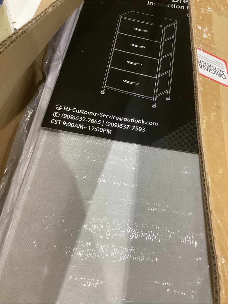 Condition photo showing Good Condition for DUMOS Nightstand with 4 Drawers Bedside Table with Removable Fabric Bins Sturdy Steel Frame Wood Top Organizer Furniture for Bedroom Closet Living Room White 11.8"D x 17.7"W x 37.4"H (4 Drawers)