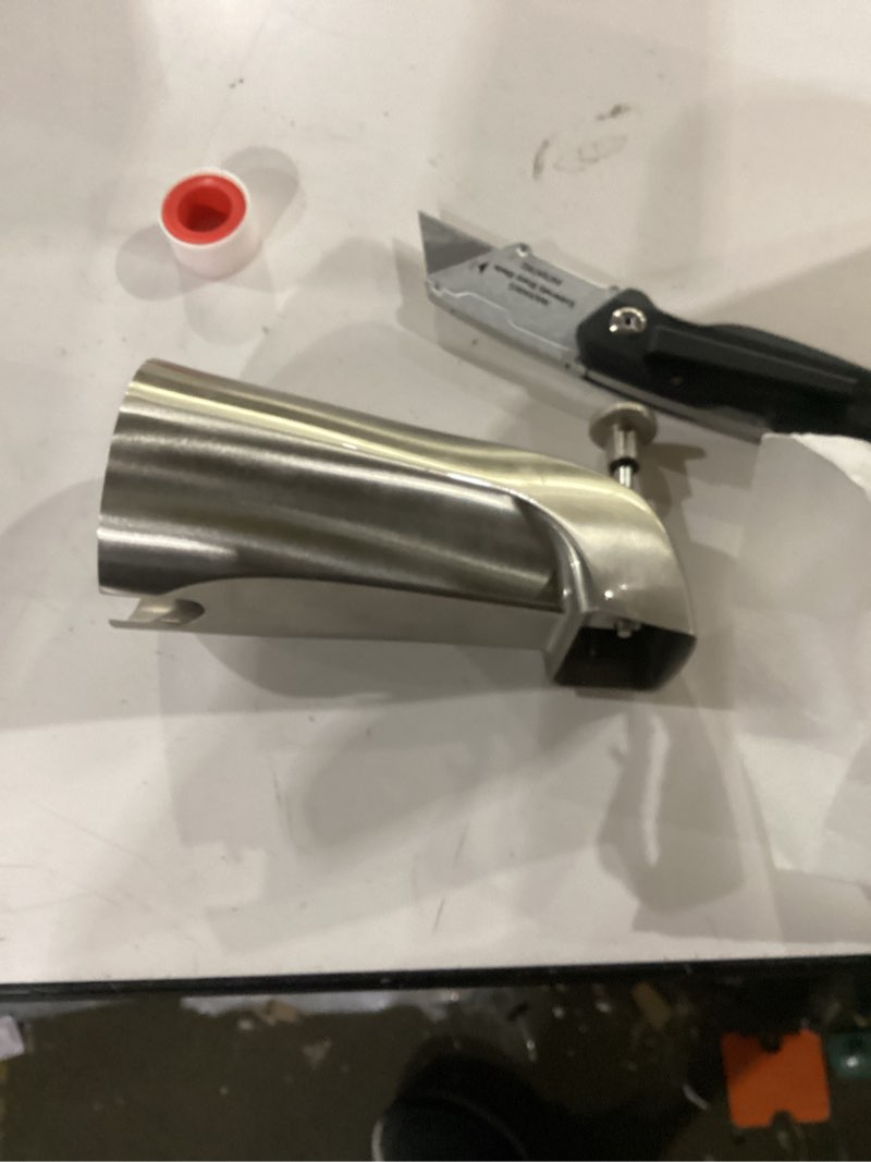 Condition photo showing New/Like New for universal bathtub tub spout with diverter, fits 1/2" slip-fit copper pipe connection, pull down bathtub faucet spout replacement, easy installation (brushed nickel)