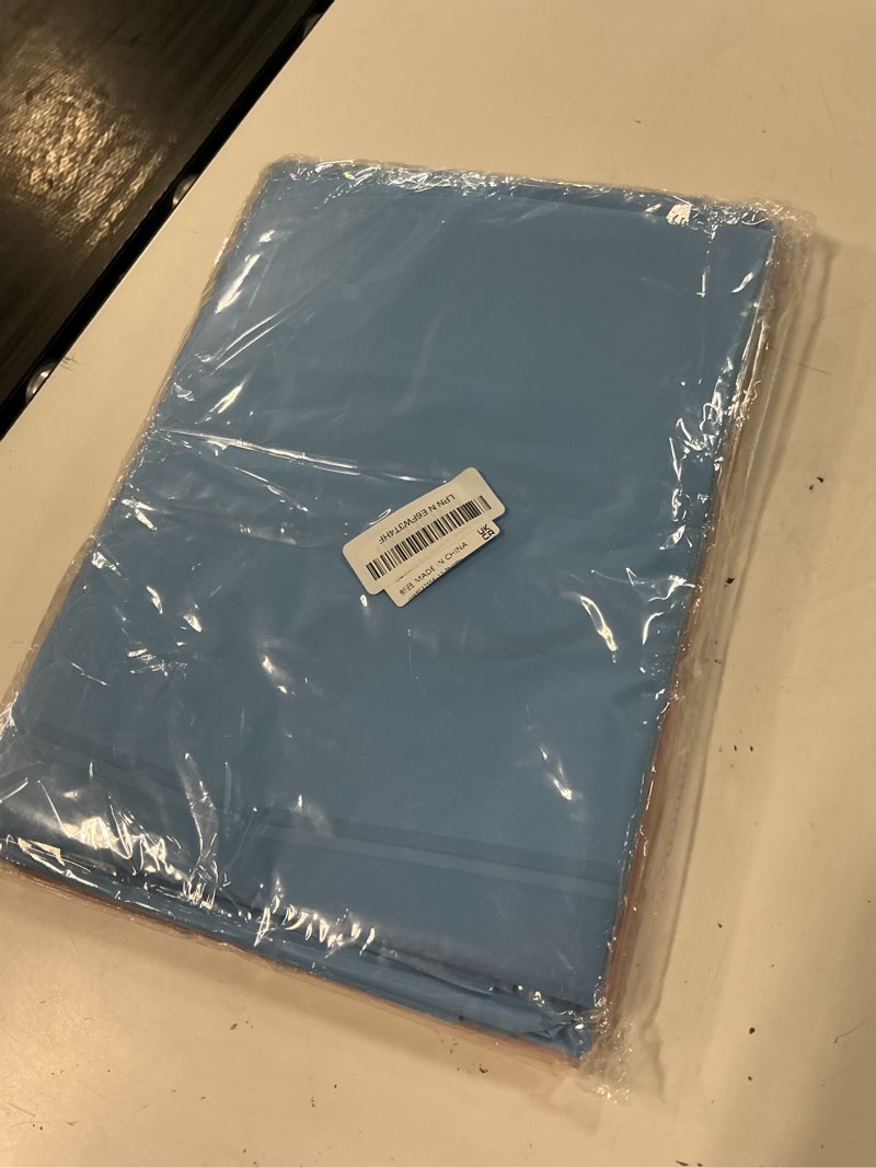 Condition photo showing New/Like New for 6 pack gender reveal plastic tablecloth, 54 x 108 inch pink and blue disposable scalloped table cloth for rectangle table spring tablecloth for gender reveal baby shower bbq picnic birthday party pink blue 6 pack