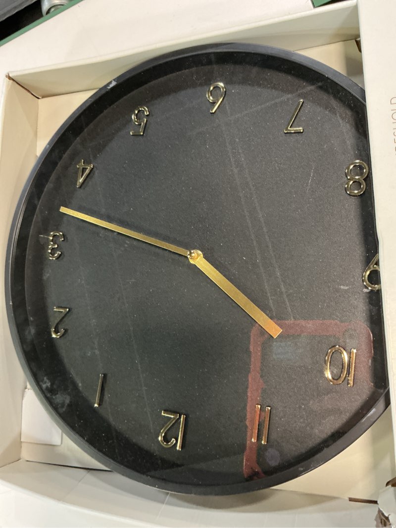 Condition photo showing Good Condition for 16" luxe wall clock black/brass - threshold™: sleek round design for home decor