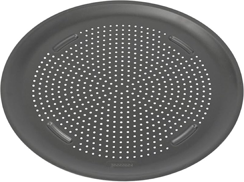 “goodcook airperfect insulated nonstick carbon steel pizza pan with cutting guides, perforated nonstick pizza pan, 15.75-inch, gray 2 pack