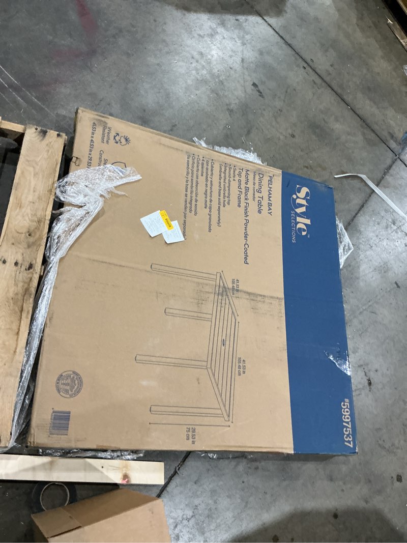 Condition photo showing As Is for style selections pelham bay square outdoor dining table 41.54-in w x 41.54-in l with umbrella hole
