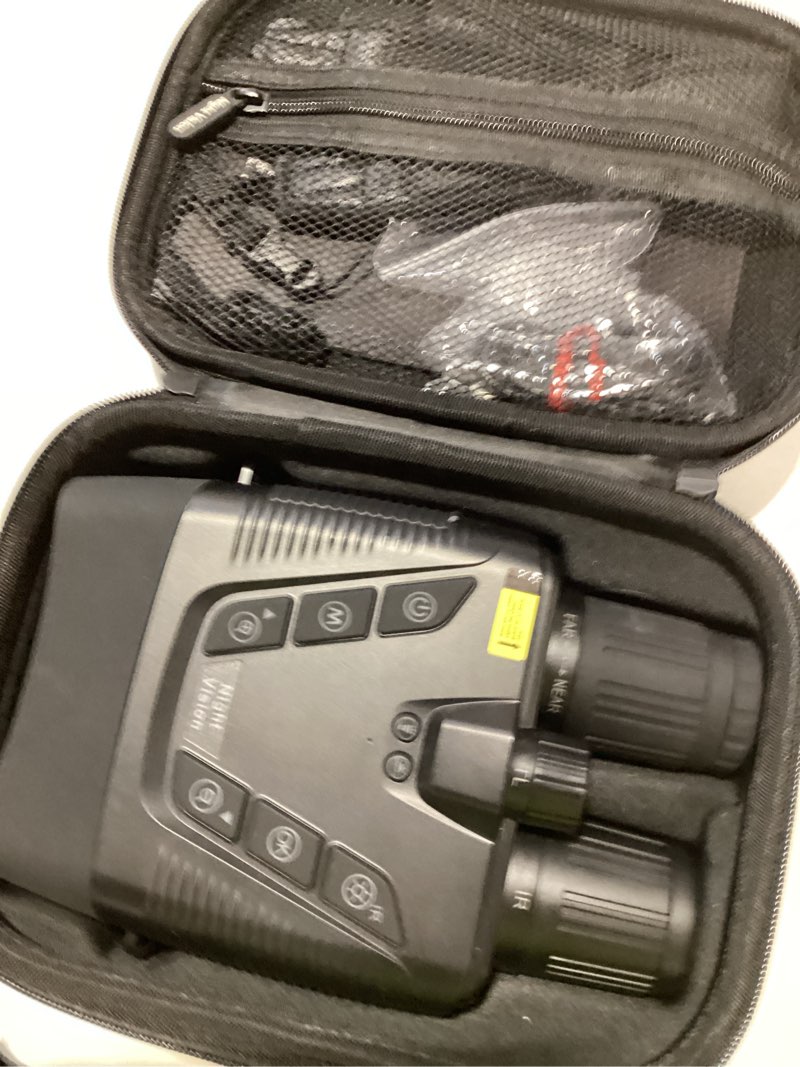 Condition photo showing As Is for 4k night vision goggles, 58mp full-color night vision binoculars with 10000mah rechargeable battery, 64gb card, 3.99" screen and 1968ft viewing range for camping hunting & security