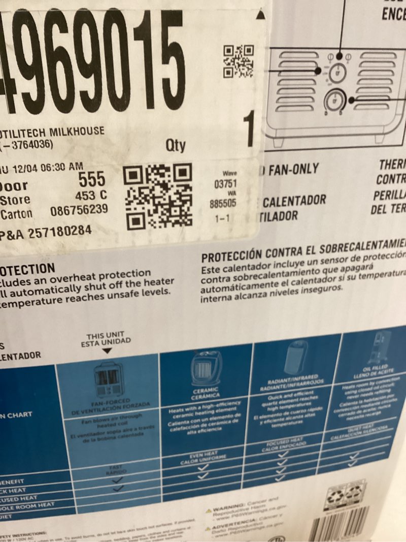 Condition photo showing Good Condition for Utility fan heater 200Sq ft 