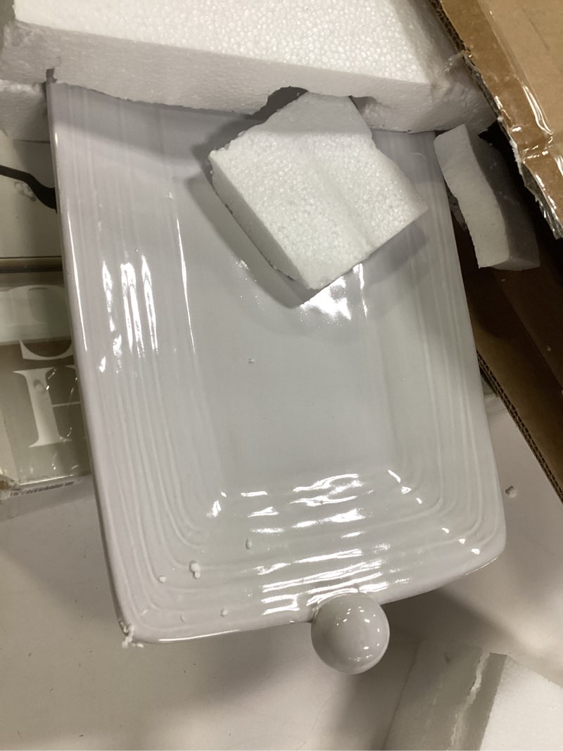 Condition photo showing Good Condition for Mud Pie Bead Handle Platter, 8 3/4" x 14" White