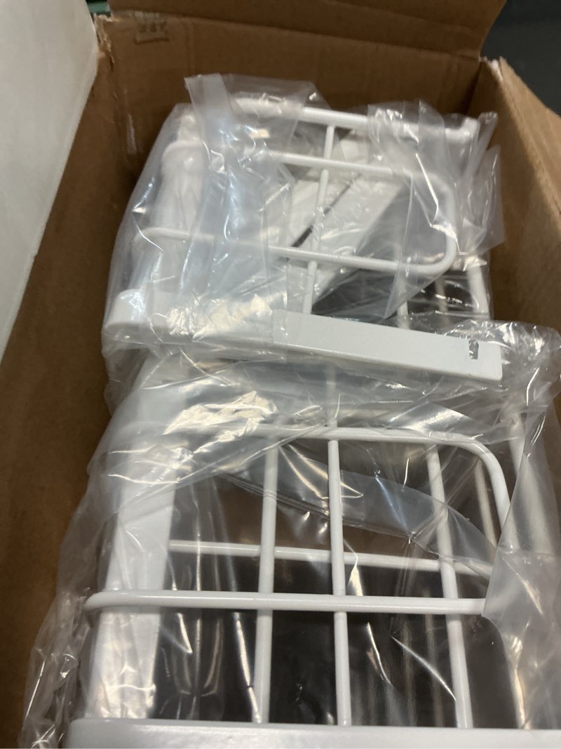Condition photo showing New/Like New for 4 tier over-the-door storage rack - brightroom™: adjustable shelves, white steel, over door organizer, 4 baskets