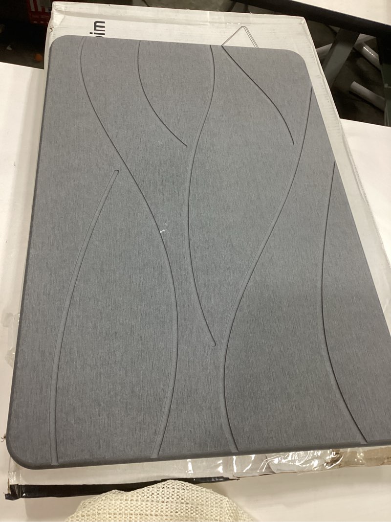 Condition photo showing Good Condition for Stone Bath Mat Diatomaceous Earth Shower Mat Non-Slip Super Absorbent Diatomite Stone Bath Mats for Bathroom Floor Quick Drying Natural Easy to Clean(23.6''×15.4" Gray) Line1-grey